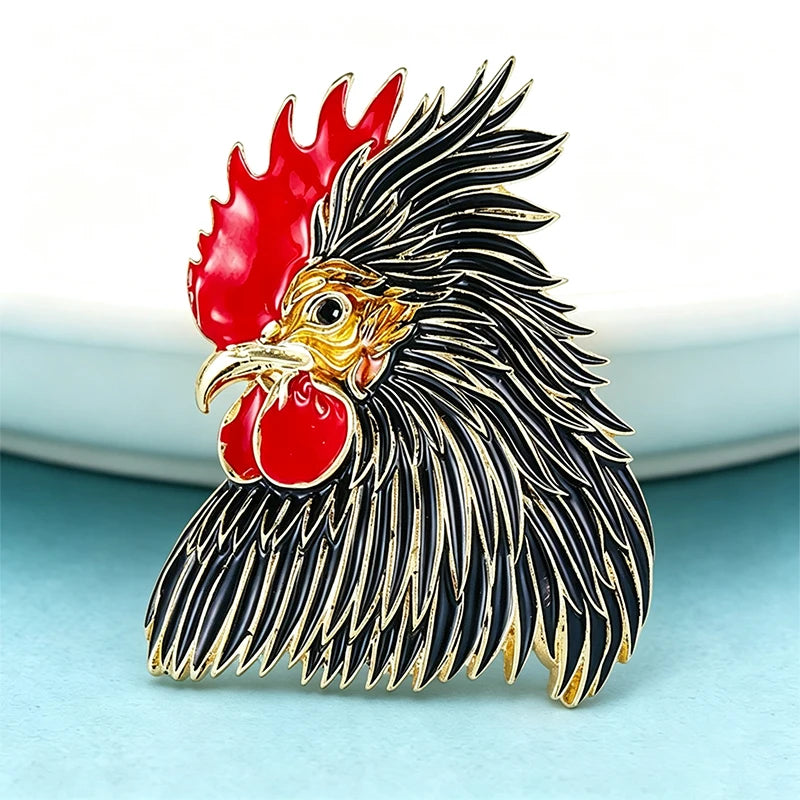 PENDRA Regalcrest Enamel Cock Brooch