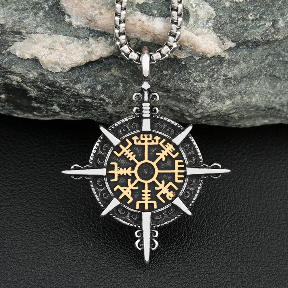 PENDRA Vegvisir Viking Compass Pendant Necklace