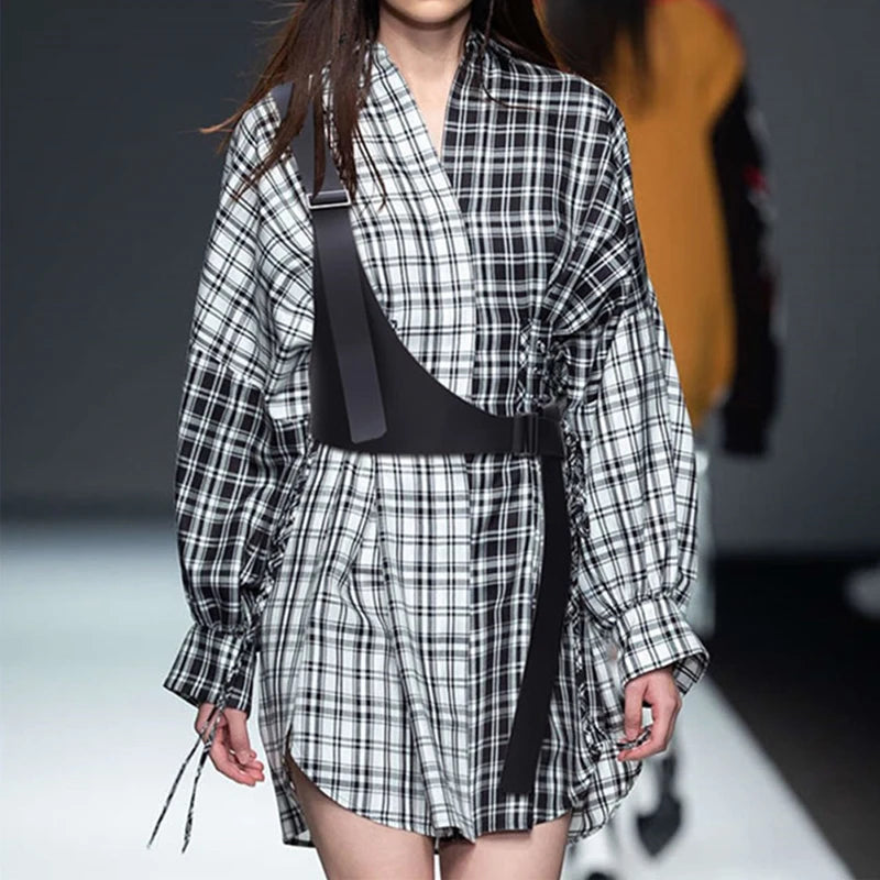 One-shoulder Strap Gothic Belt Female Hip-hop Punk European and American Decorative Fashion Desiner Dress Suit Coat Cool Girdle
