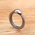 PENDRA Serpentsteel Vintage Viking Snake Ring