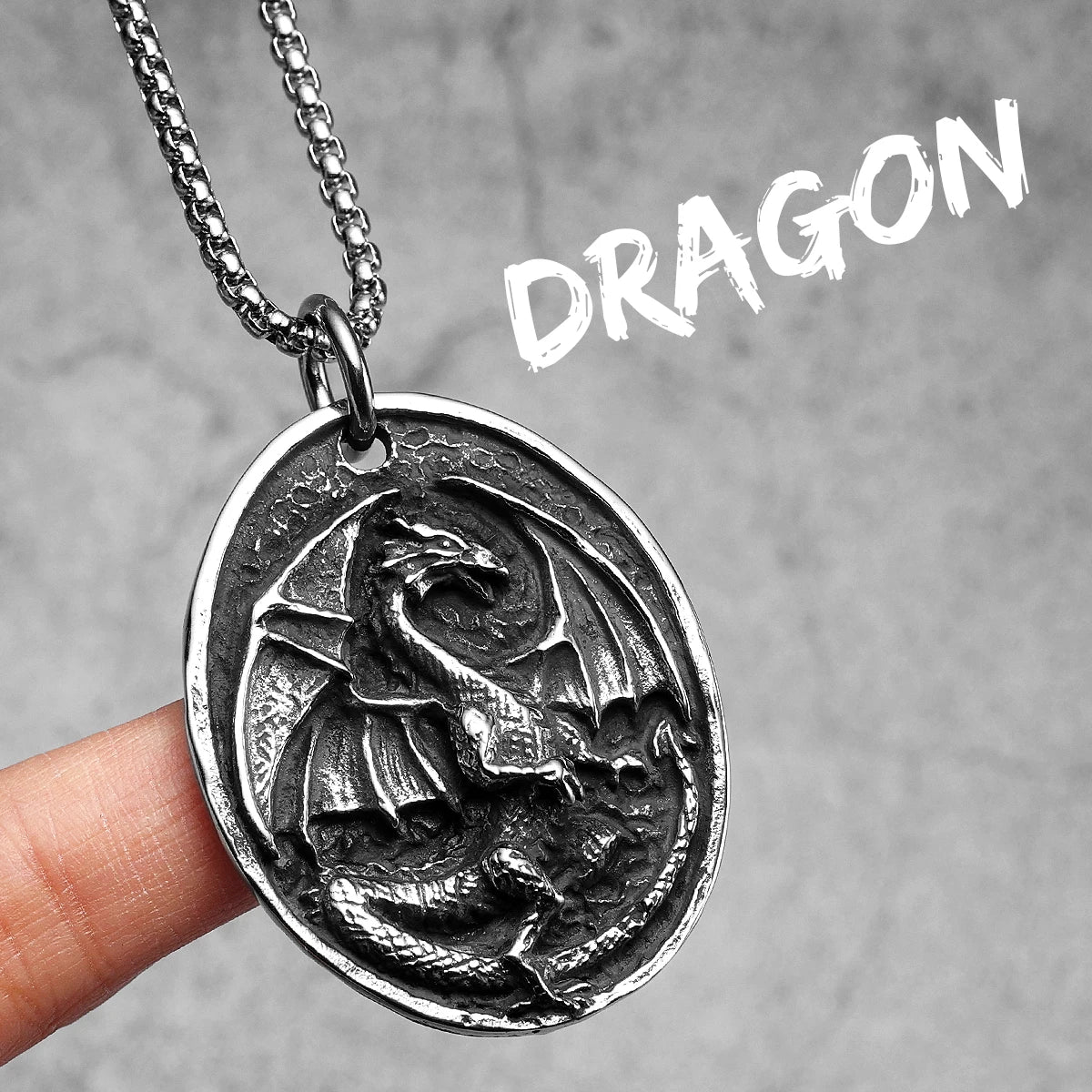 PENDRA Dragon Shield Steel Necklace