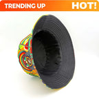 PENDRA Hip-hop Jamaican Character Print Double-sided Bucket Lightweight Fisherman Bucket Hat