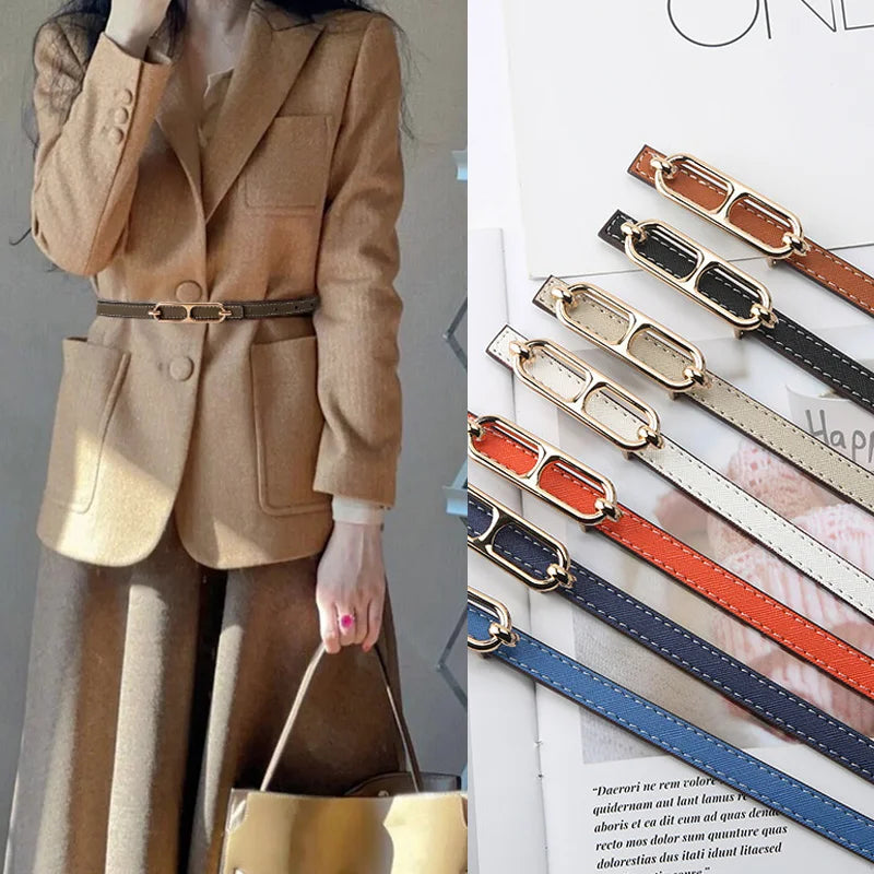 New Elegant women's Pu leather belt decorated ins fashion student trend luxury designer Brands thin waistband For Dress Jeans