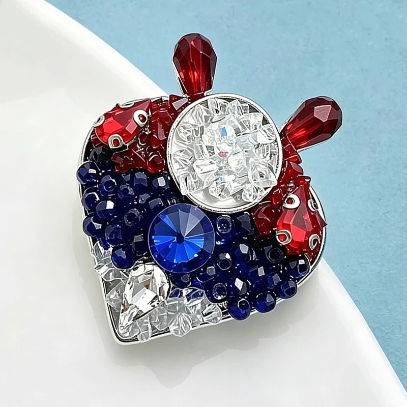 Wuli&baby Crystal Rabbit Heart Brooches For Women Unisex Handmade Byzantine Style Bunny Casual Party Brooch Pins Gifts