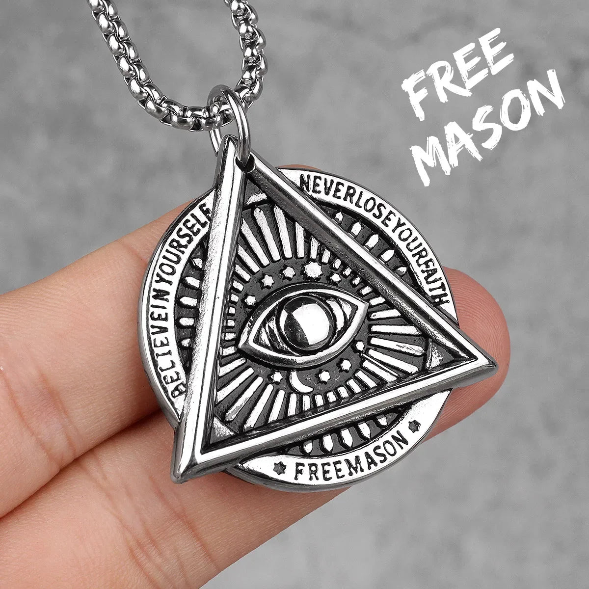 PENDRA Star David Masonic Steel Necklace
