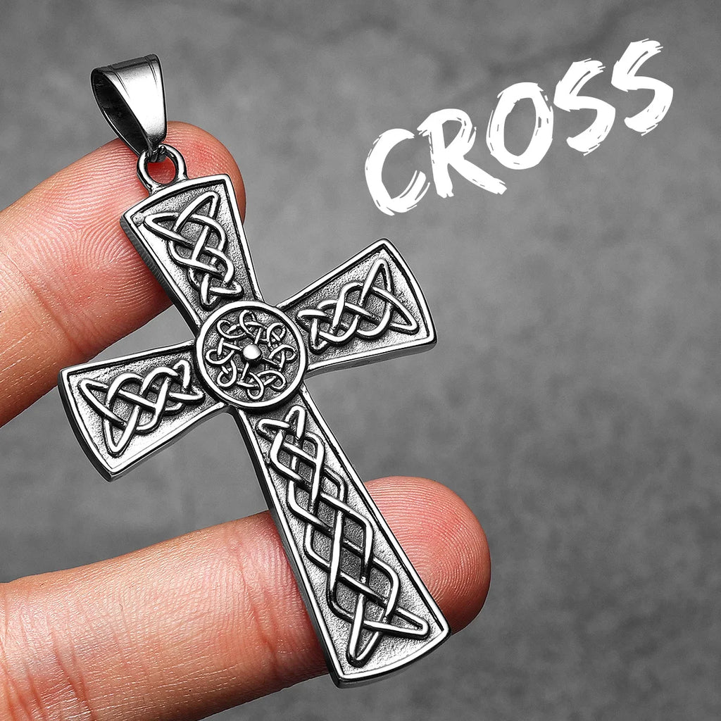 Carving Cross Men Necklaces Stainless Steel Pendant Chain Women Fashion Retro Jewelry Punk New In Accessories Gifts Wholesale