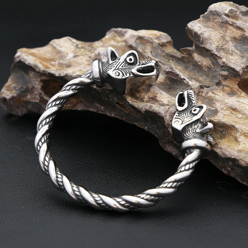 PENDRA Wolfduo Nordic Viking Double Wolf Bracelet