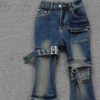 PENDRA Multi Pocket Flare Cargo Jeans