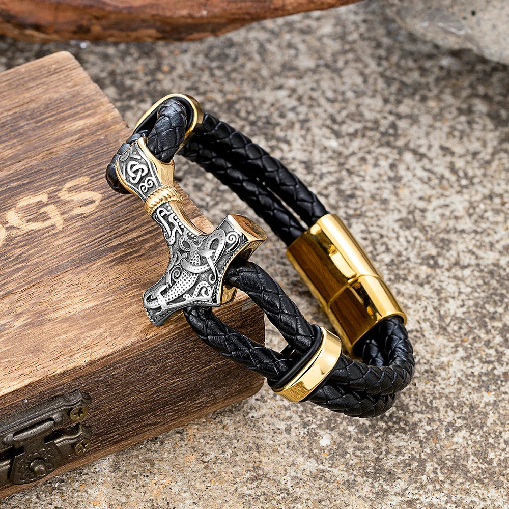 PENDRA Thor Hammer Classic Leather Bracelet