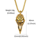 PENDRA Ravenskull 316L Stainless Steel Raven Skull Pendant