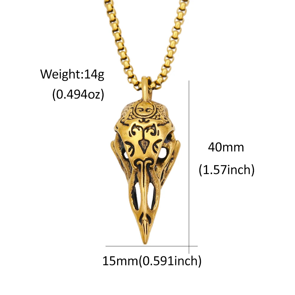 PENDRA Ravenskull 316L Stainless Steel Raven Skull Pendant