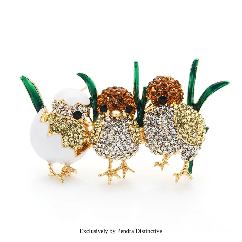 PENDRA 3 Full Sparkling Rhinestone Chick Brooch