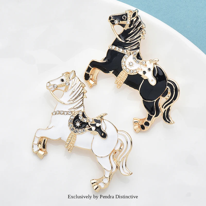 PENDRA 4-color Enamel Running Horse Brooch