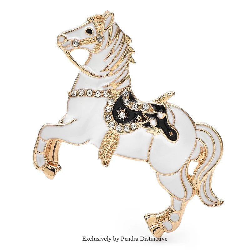 PENDRA 4-color Enamel Running Horse Brooch