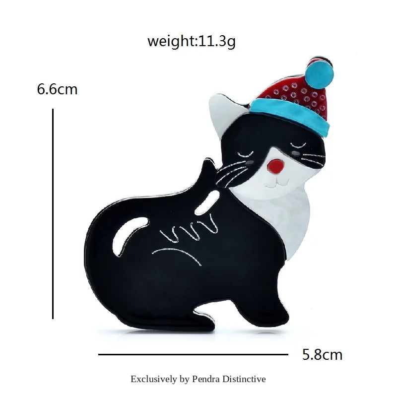 PENDRA Acrylic Cute Black Cat Brooch