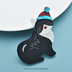 PENDRA Acrylic Cute Black Cat Brooch