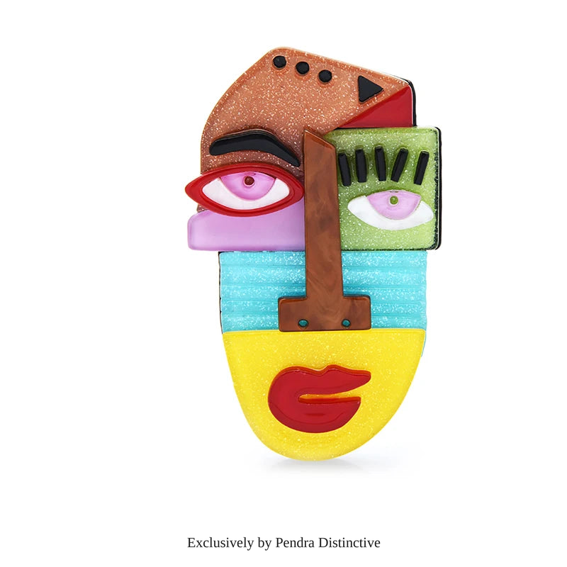 PENDRA Acrylic Creative Face Brooch