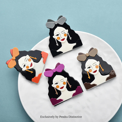 PENDRA Acrylic Beautiful Face Brooch