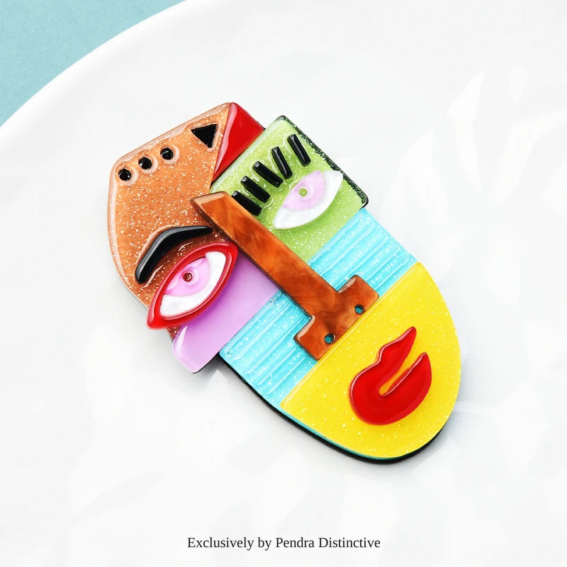 PENDRA Acrylic Creative Face Brooch