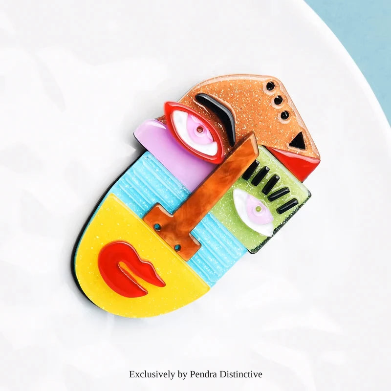 PENDRA Acrylic Creative Face Brooch