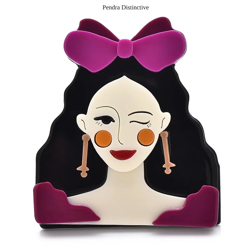 PENDRA Acrylic Beautiful Face Brooch
