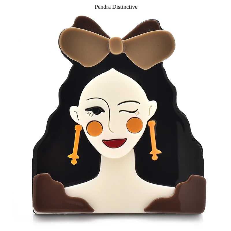 PENDRA Acrylic Beautiful Face Brooch
