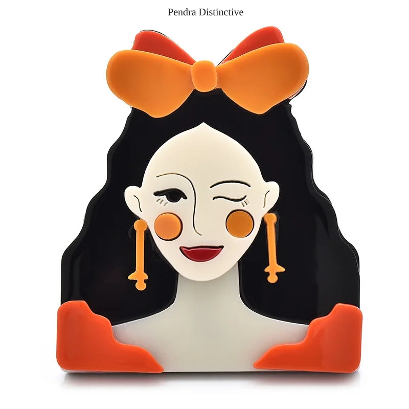 PENDRA Acrylic Beautiful Face Brooch