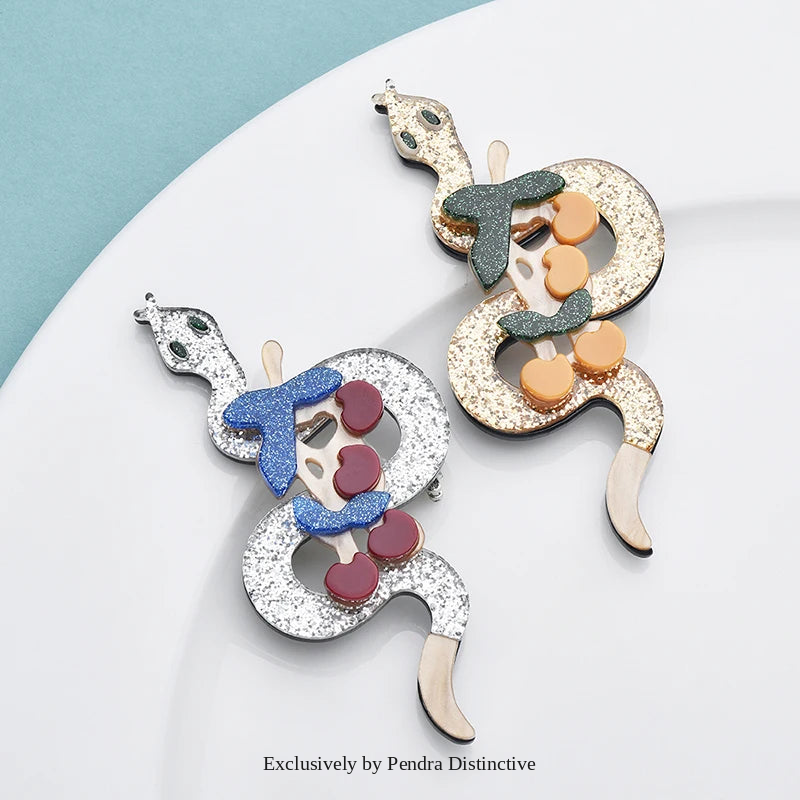 PENDRA Acrylic Snake Brooch