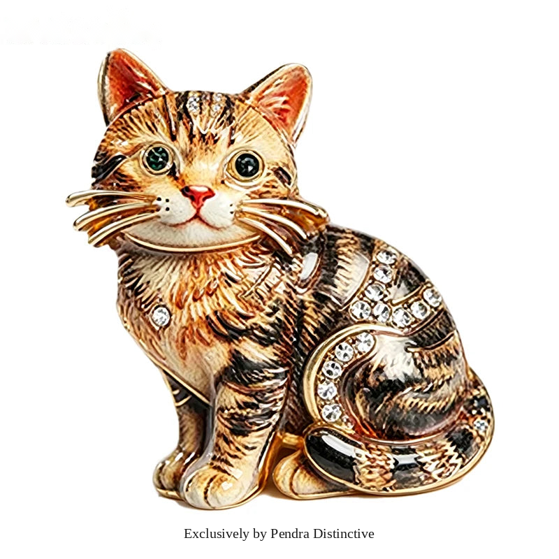 PENDRA Adorable Kitty Rhinestone Brooch