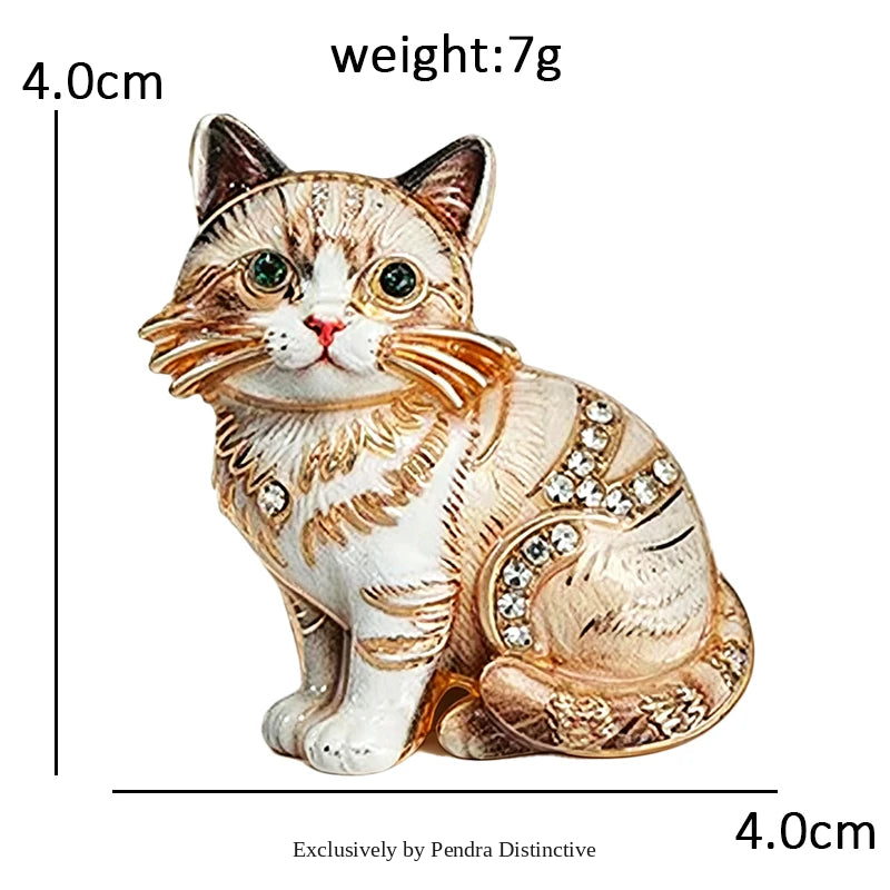 PENDRA Adorable Kitty Rhinestone Brooch