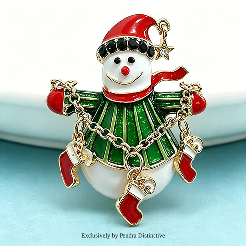 PENDRA Adorable Snowman Brooch