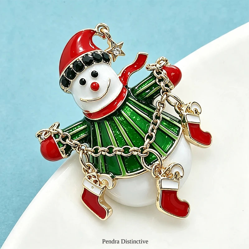 PENDRA Adorable Snowman Brooch
