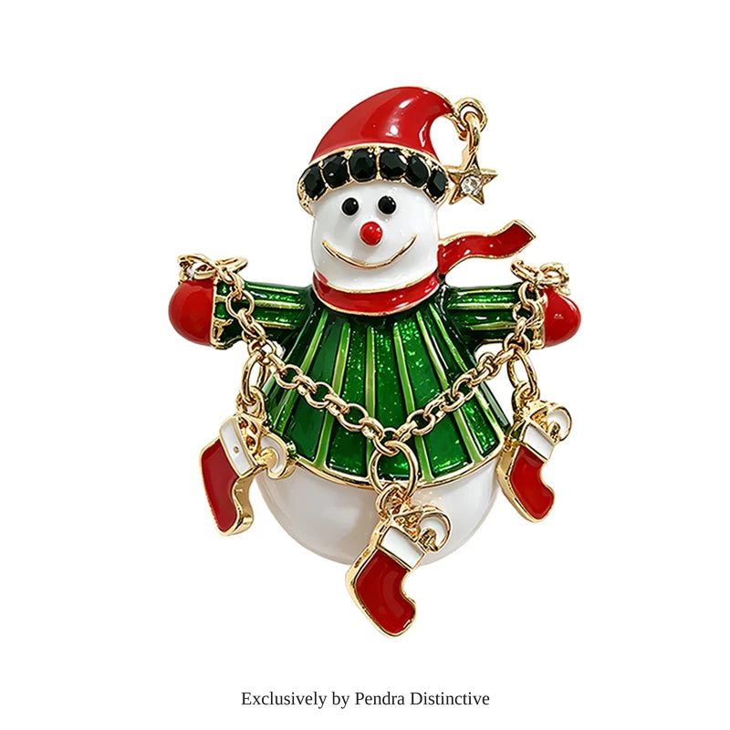 PENDRA Adorable Snowman Brooch