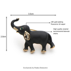 PENDRA Alloy Little Enamel Black Elephant Brooch