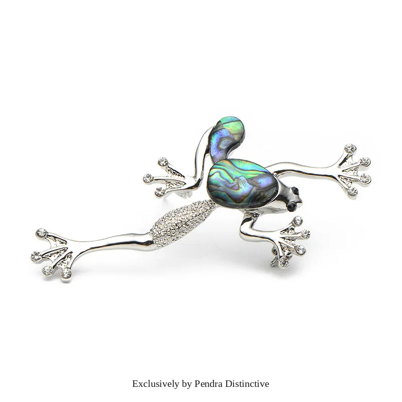 PENDRA Alloy Natural Shell Frog Brooch