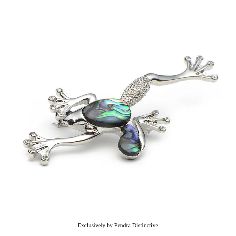 PENDRA Alloy Natural Shell Frog Brooch