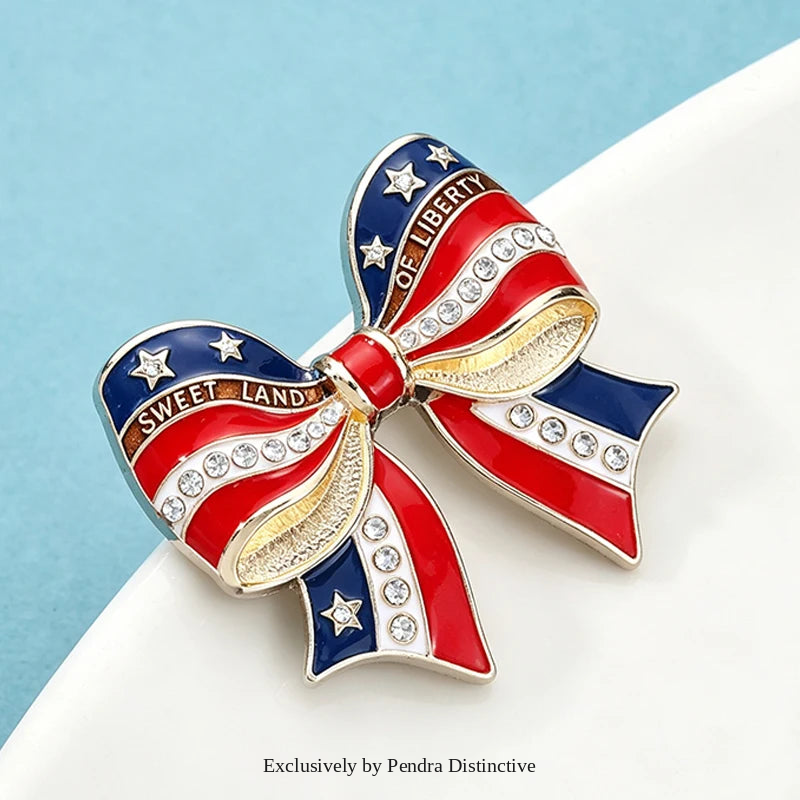 PENDRA Americana Flag Bowknot Brooch