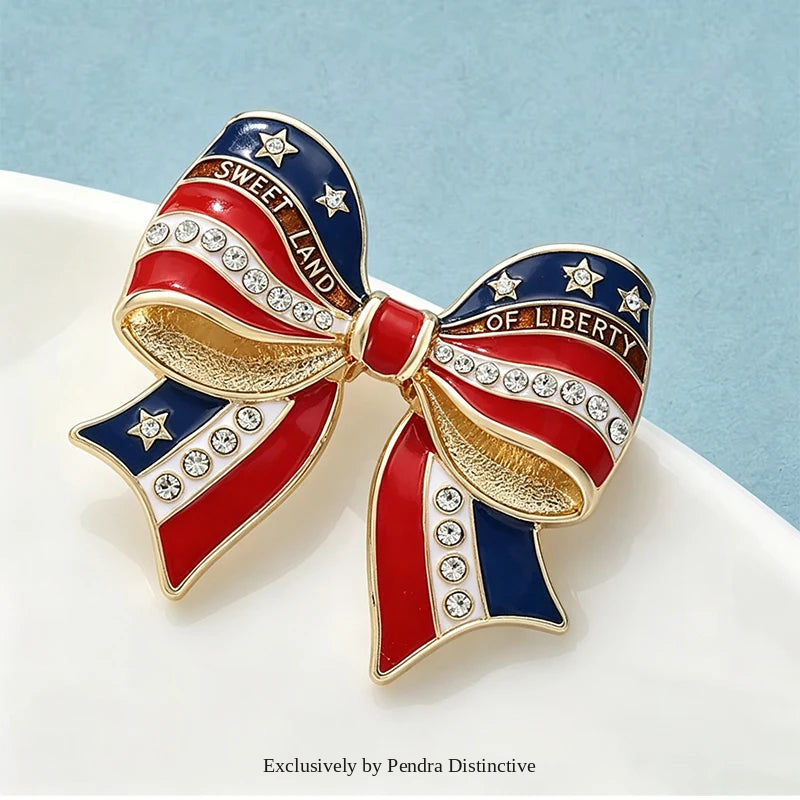 PENDRA Americana Flag Bowknot Brooch