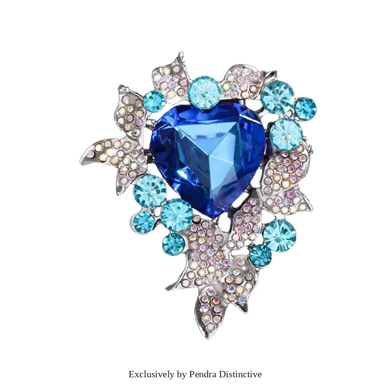 PENDRA Amoria Crystal Heart Flower Brooch