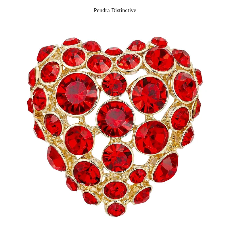 PENDRA Amoria Cute Rhinestone Heart Brooch