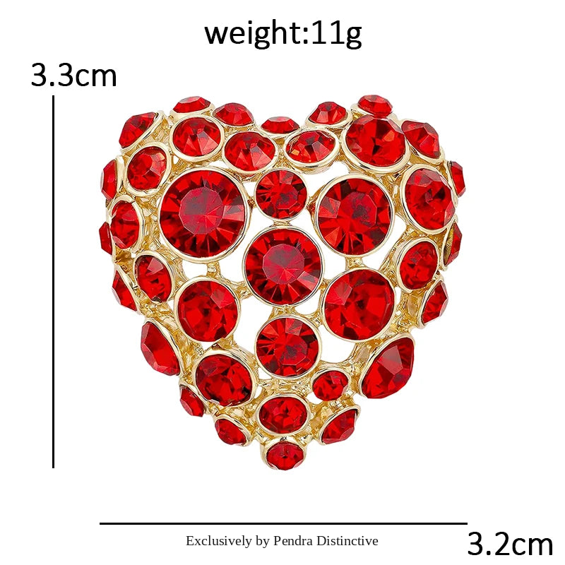 PENDRA Amoria Cute Rhinestone Heart Brooch