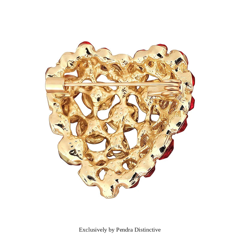PENDRA Amoria Cute Rhinestone Heart Brooch