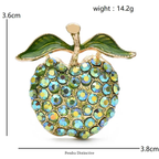 PENDRA Appella Green Rhinestone Apple Brooch