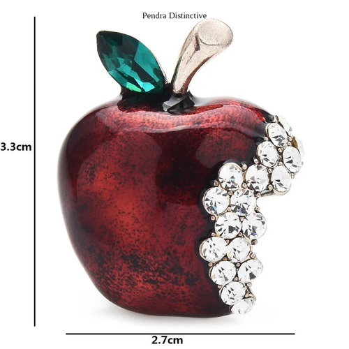 PENDRA Appellia Rhinestone Apple Brooch