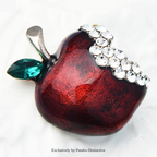 PENDRA Appellia Rhinestone Apple Brooch