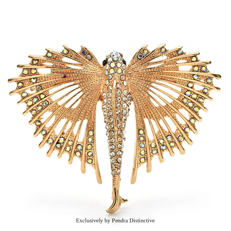 PENDRA Aquaflight Rhinestone Flying Fish Brooch