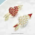 PENDRA Rhinestone Pearl Arrow And Heart Brooch