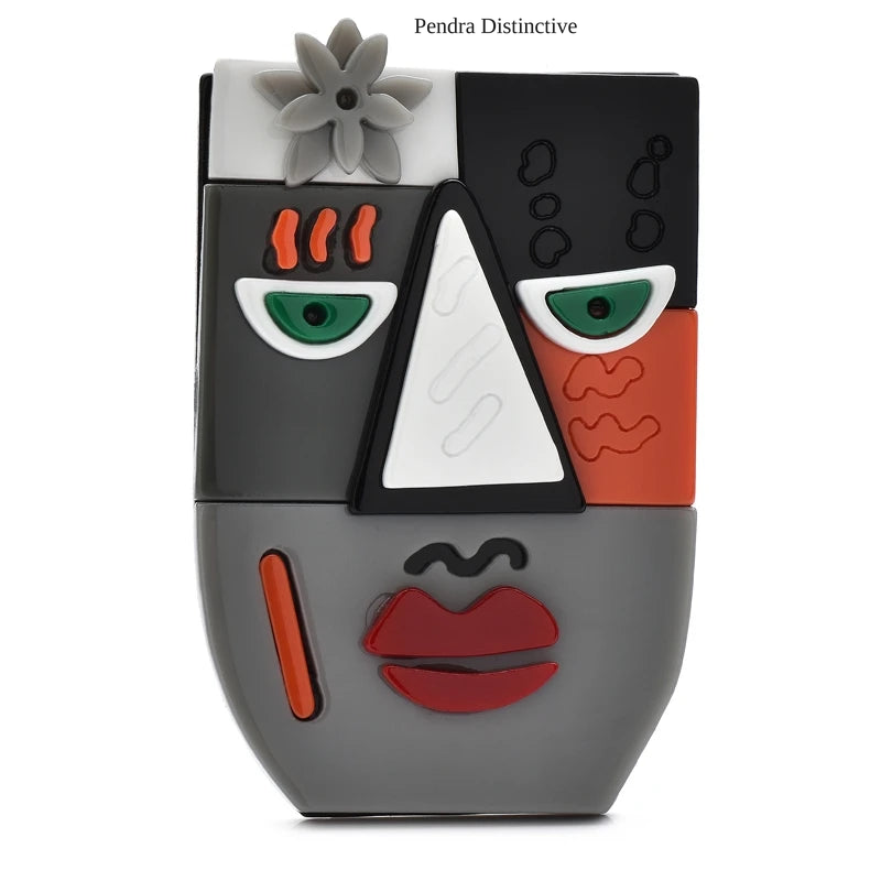PENDRA Acrylic Art Face Brooch