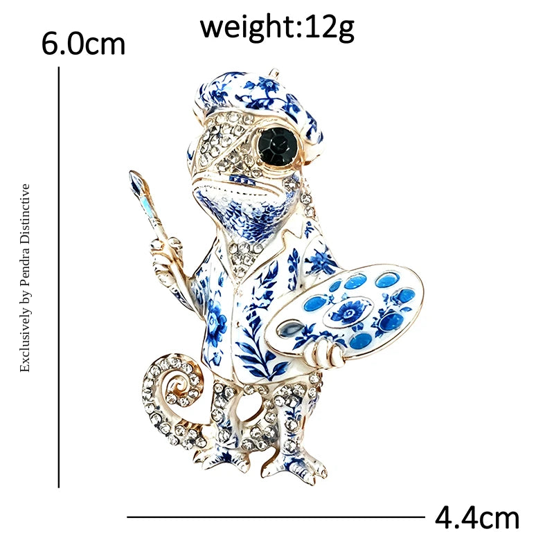 PENDRA Artist Chameleon Rhinestone Brooch