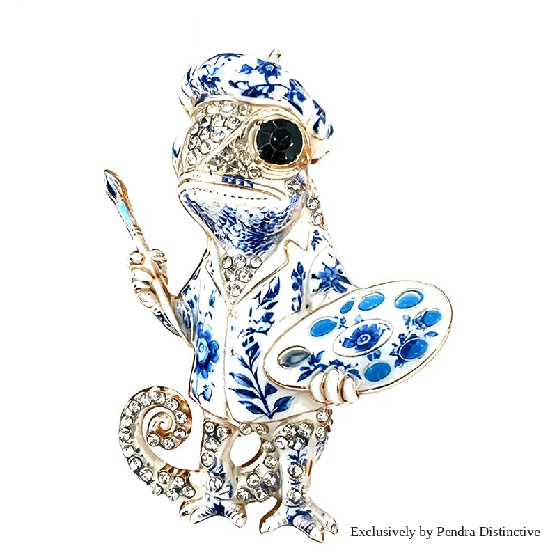 PENDRA Artist Chameleon Rhinestone Brooch